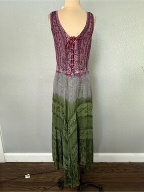 NWT L.S.I. boho Fairycore Midi Dress One Size Handkerchief Hem